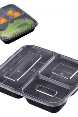 BARQUETTE NOIRE 3COMPARTEMENTS 1000ML XSG X 3PQTS DE 50PCS(150PCS)