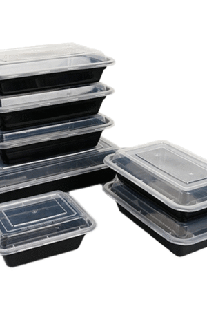 BOITE RECTANGULAIRE NOIRE 38OZ MF38 3PQTS X 50PCS