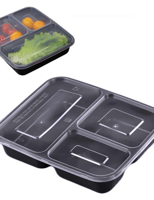 BARQUETTE NOIRE 3COMPARTEMENTS 1000ML XSG X 3PQTS DE 50PCS(150PCS)